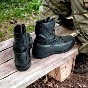 Men’s Boots Black Leather BELLEVILLE COMBAT BOOTS Lace up Army Boots Size 14M